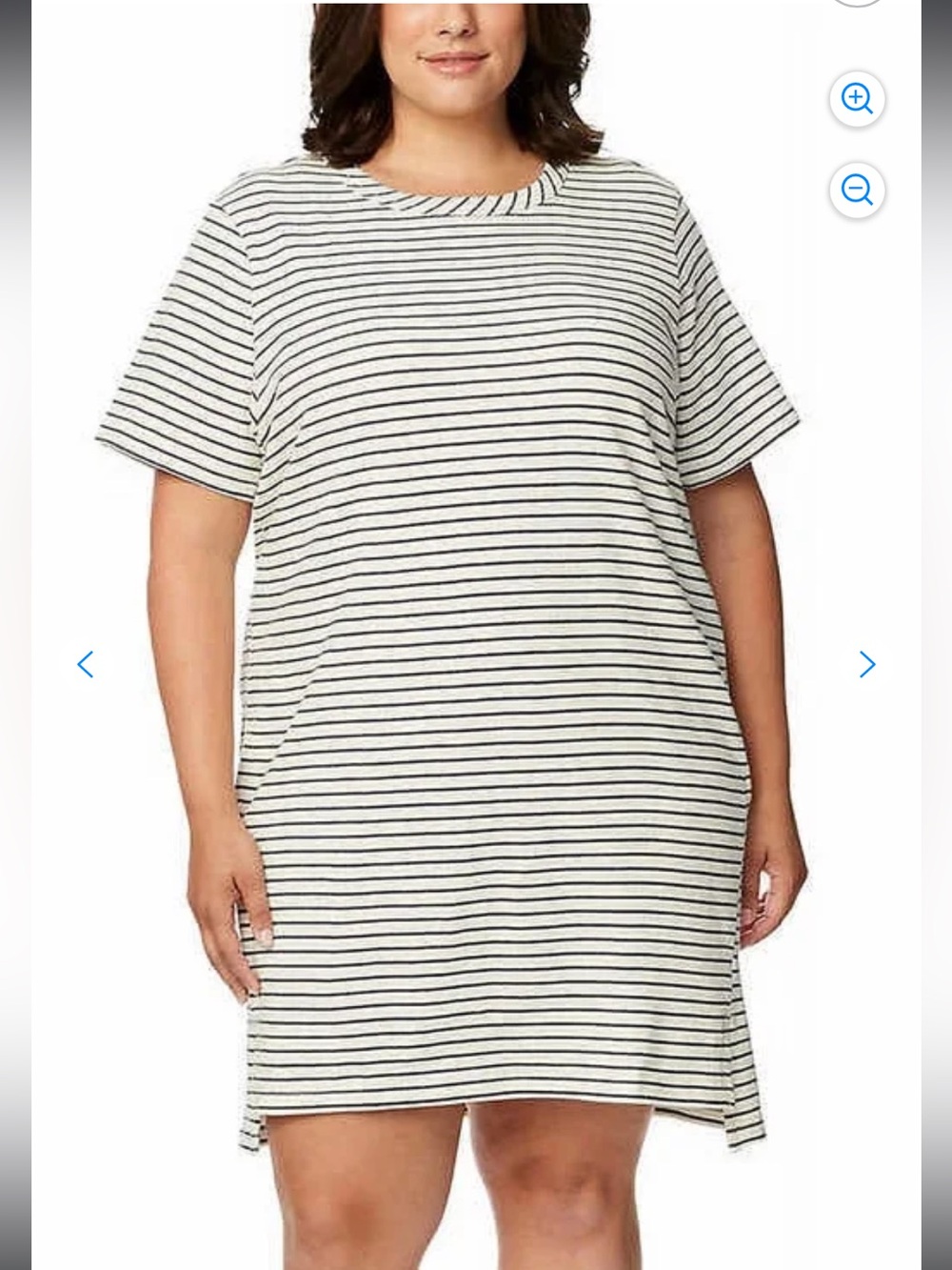 NWT Buffalo Sz 2X White Striped Soft Cotton Blend Jersey T-shirt Mini Dress!!